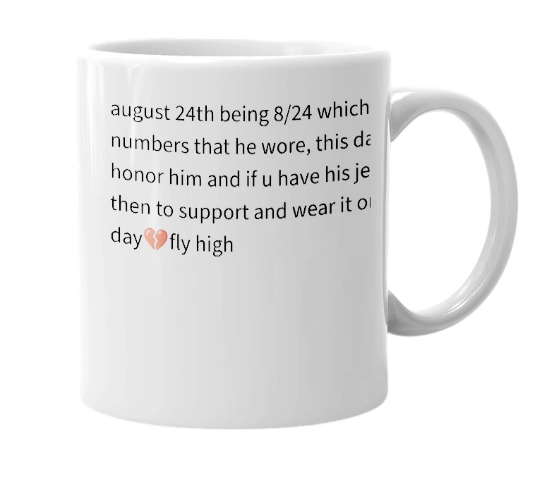 White mug with the definition of 'Kobe Day'