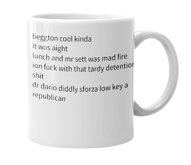 White mug with the definition of 'Henry P. Becton Regional High School'