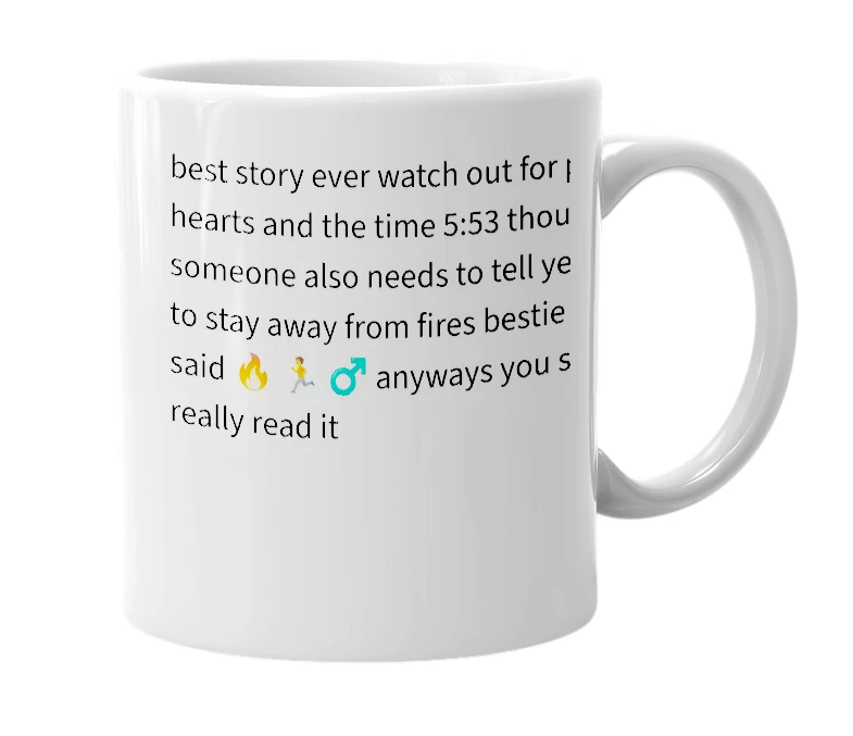 White mug with the definition of 'under the sky in room 553 I discover you and I'