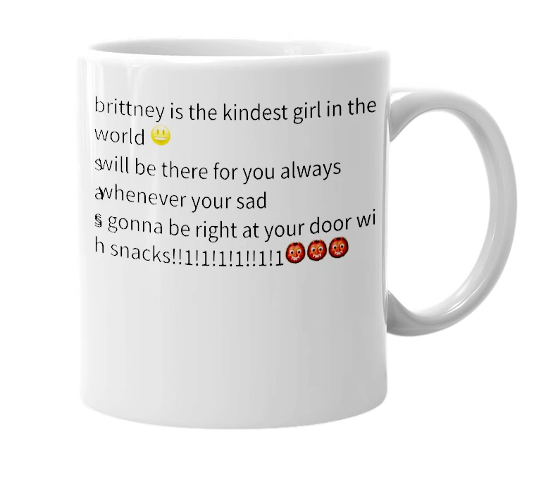White mug with the definition of 'brittney'