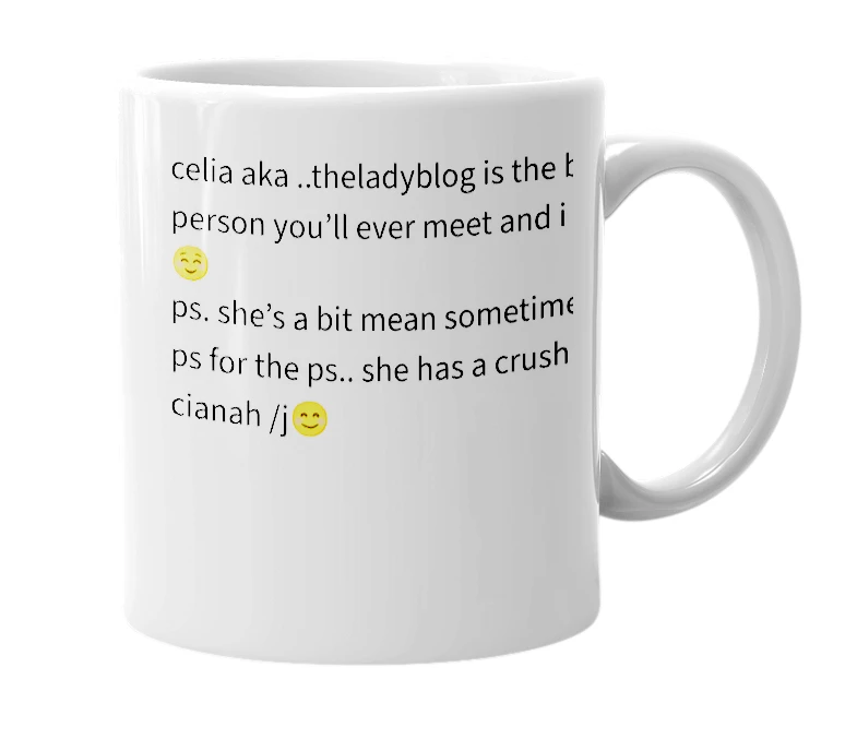 White mug with the definition of '..theladyblog'