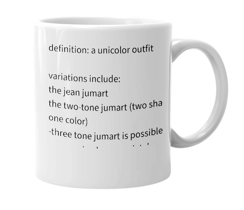 White mug with the definition of 'jumart'