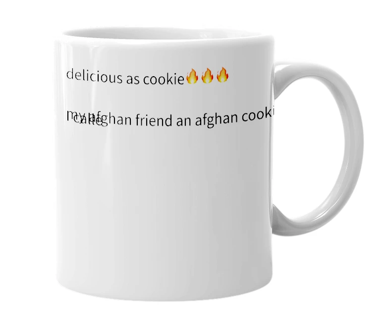 White mug with the definition of 'afghan cookie'