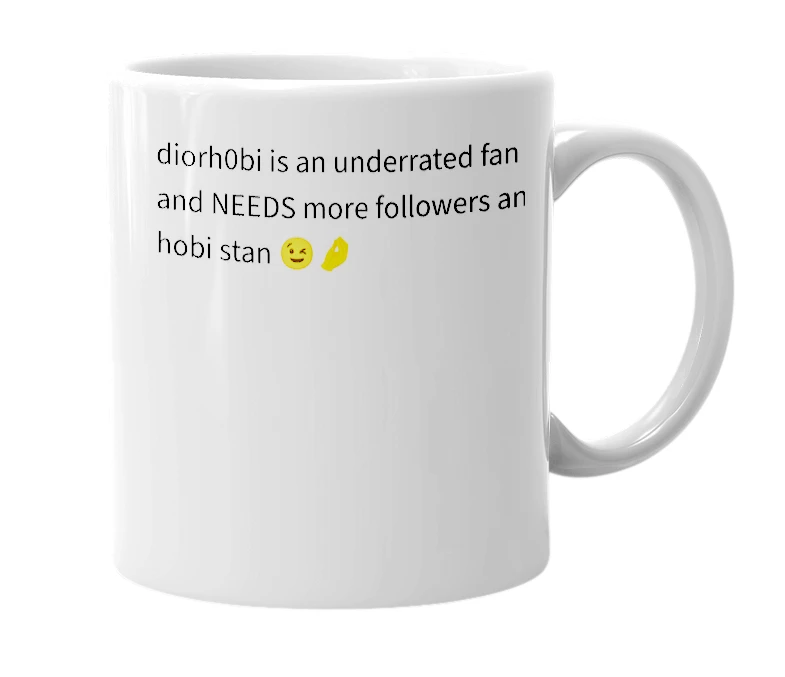 White mug with the definition of 'diorh0bi'