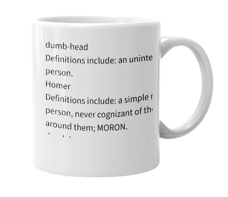 White mug with the definition of 'DUMB FUCK'