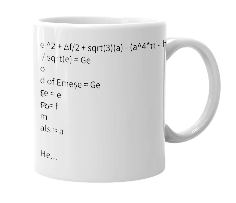 White mug with the definition of 'Emeșe'