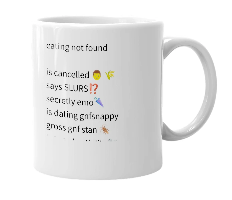 White mug with the definition of 'eatingnf'