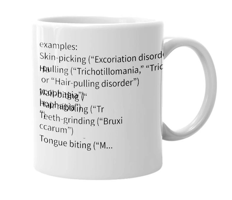 White mug with the definition of 'bfrb'