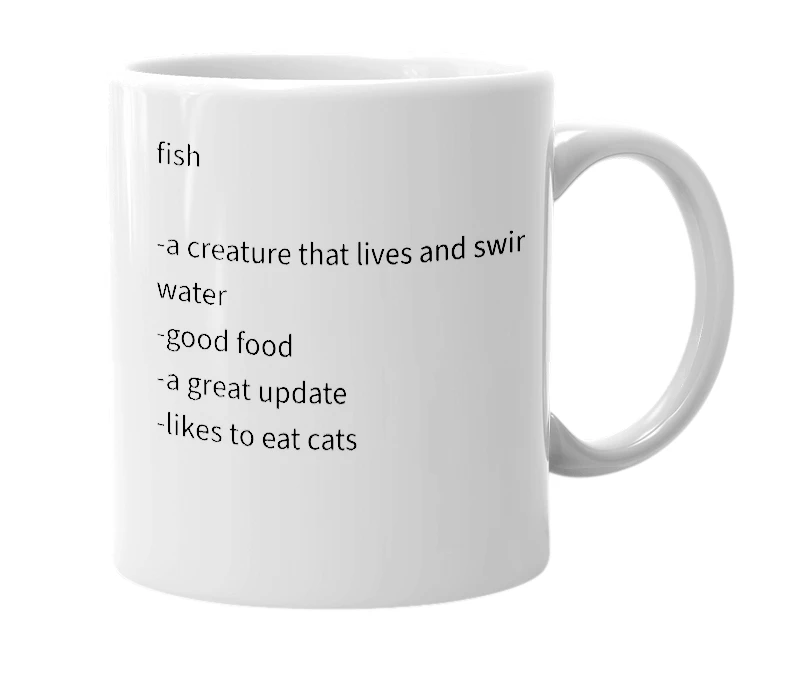 White mug with the definition of 'ikan'