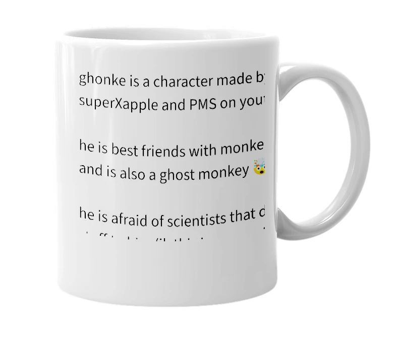 White mug with the definition of 'Ghonke'