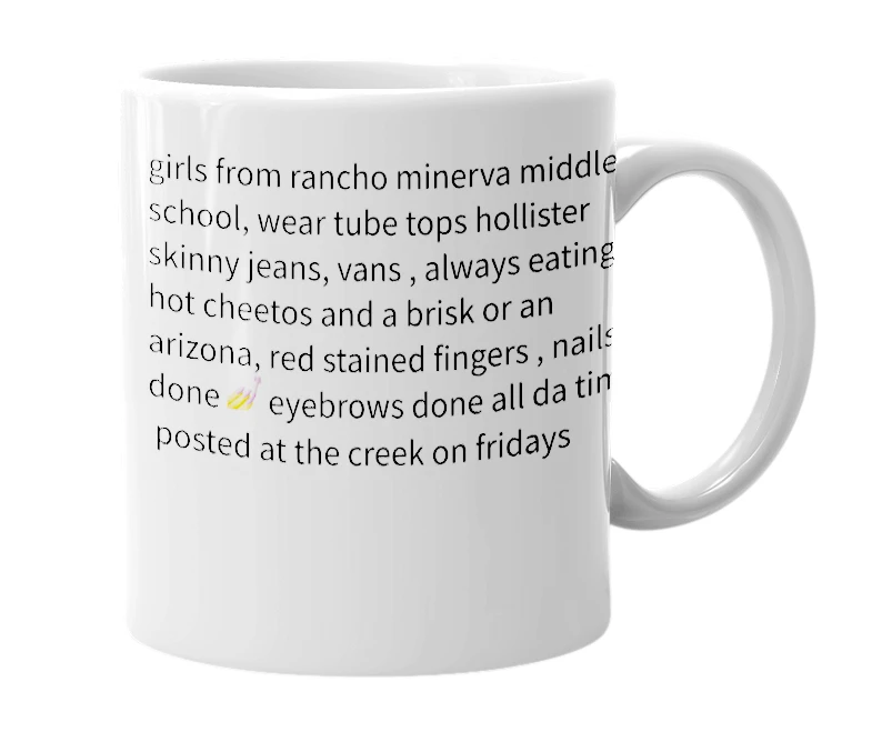White mug with the definition of 'rms girl'