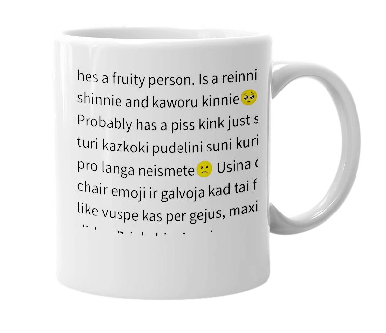 White mug with the definition of 'lietuvospyderastas'