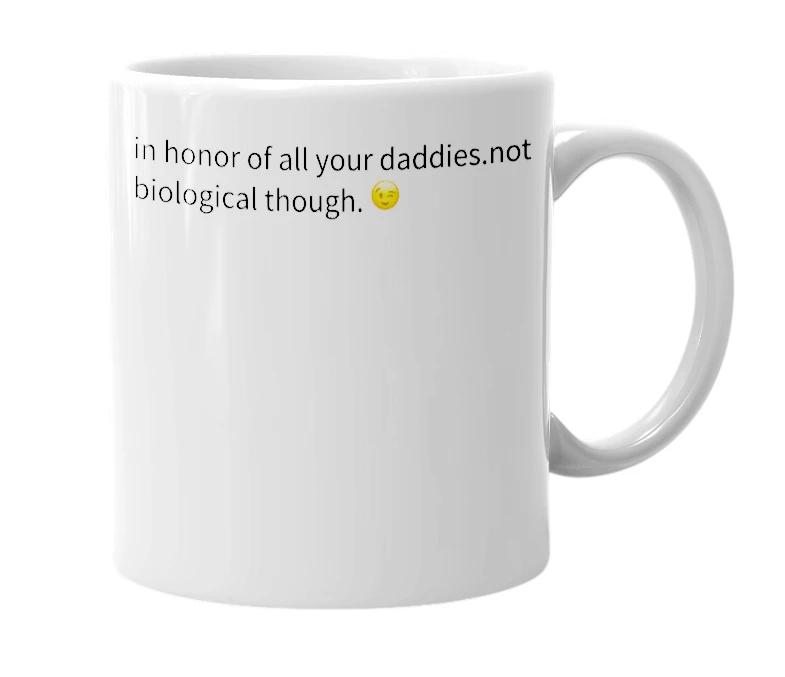 White mug with the definition of 'national daddy day'