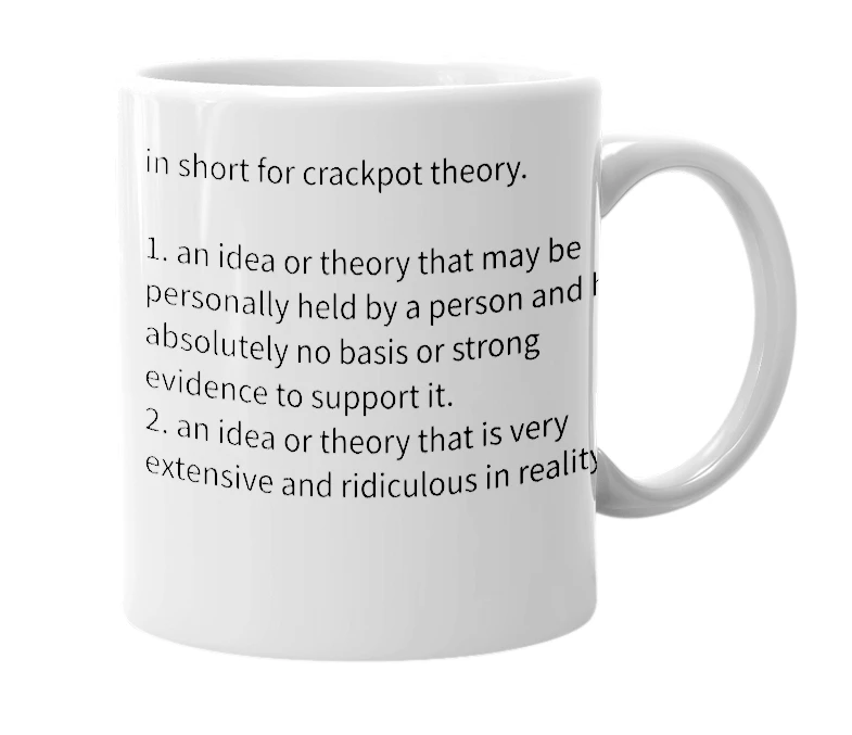 White mug with the definition of 'crack theory'
