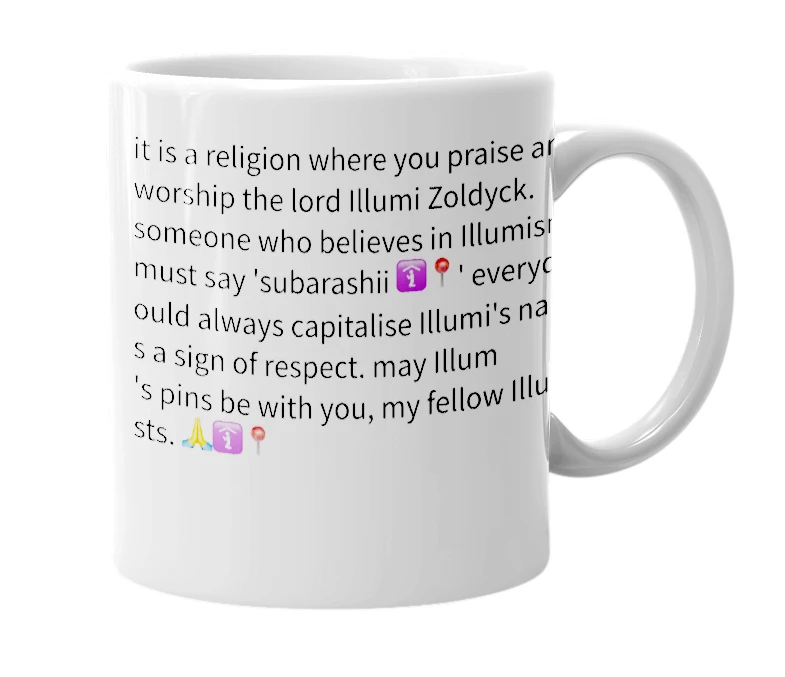 White mug with the definition of 'Illumism'