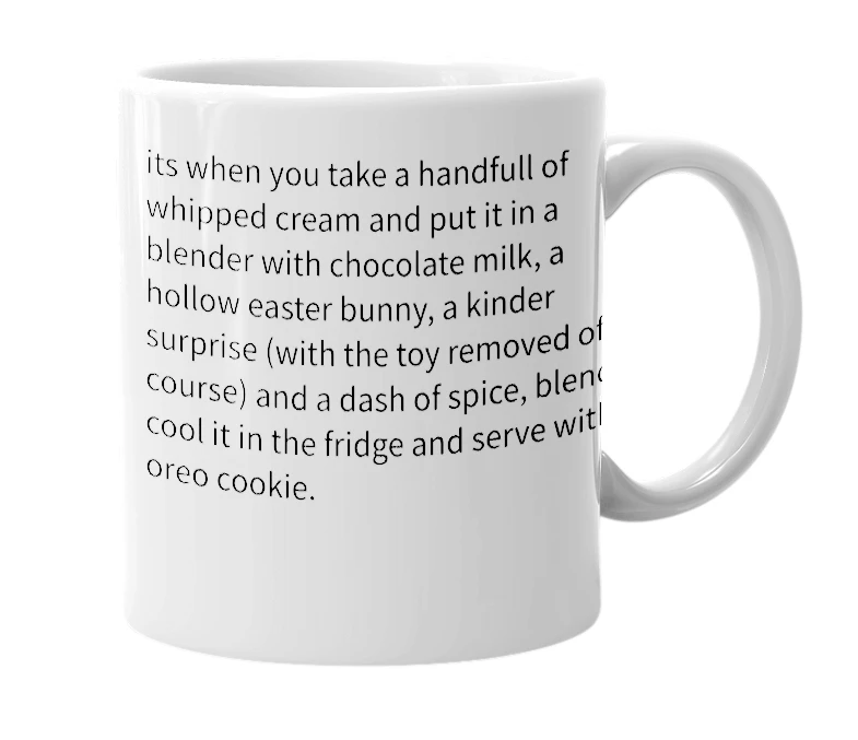 White mug with the definition of 'Chocolate Corforginificationism'