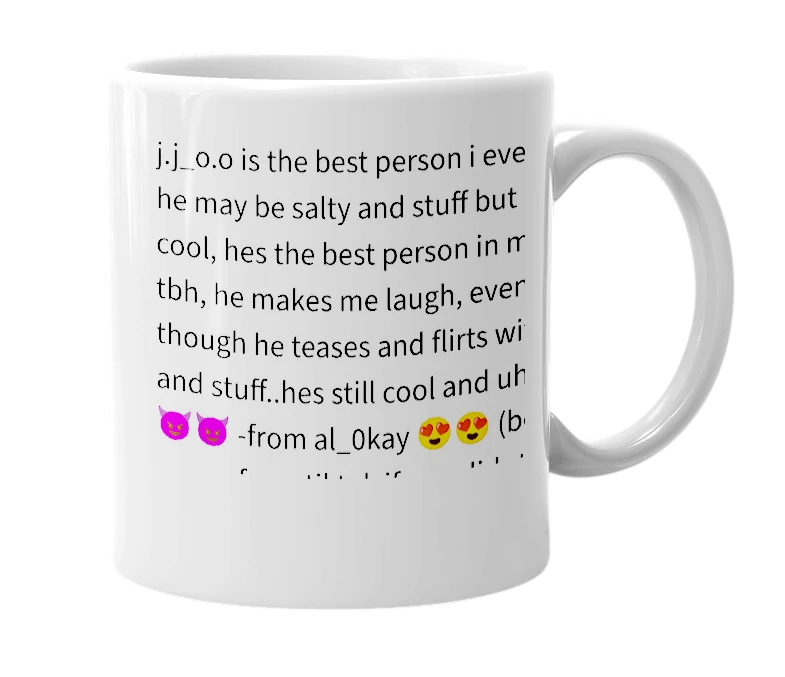 White mug with the definition of 'j.j_o.o'