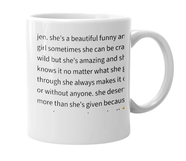 White mug with the definition of 'jen'