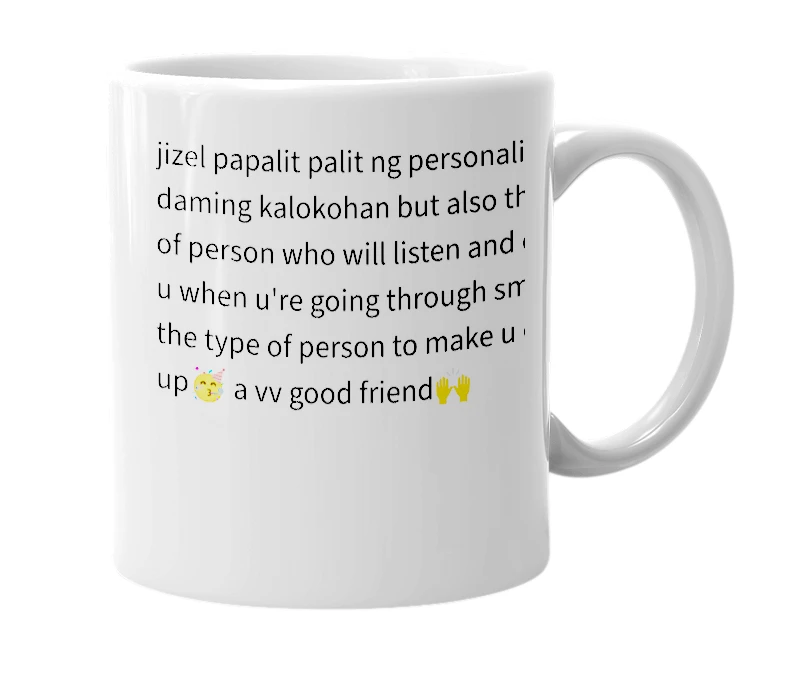 White mug with the definition of 'Jizel Starla'