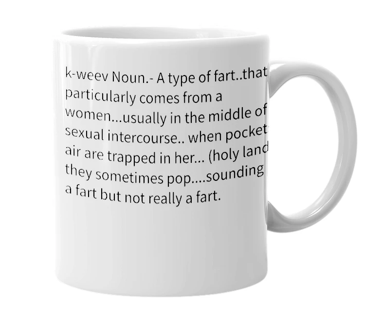 White mug with the definition of 'Queeve'