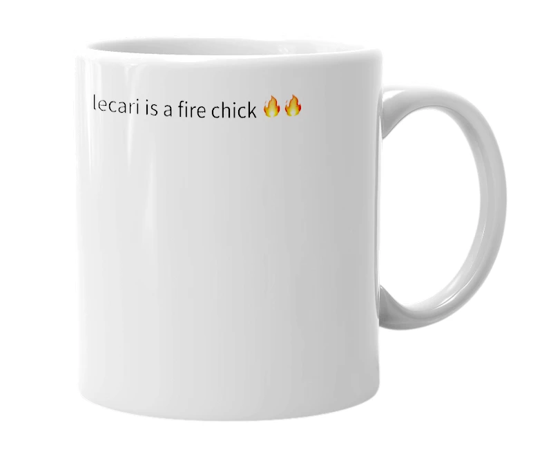 White mug with the definition of 'lecari'