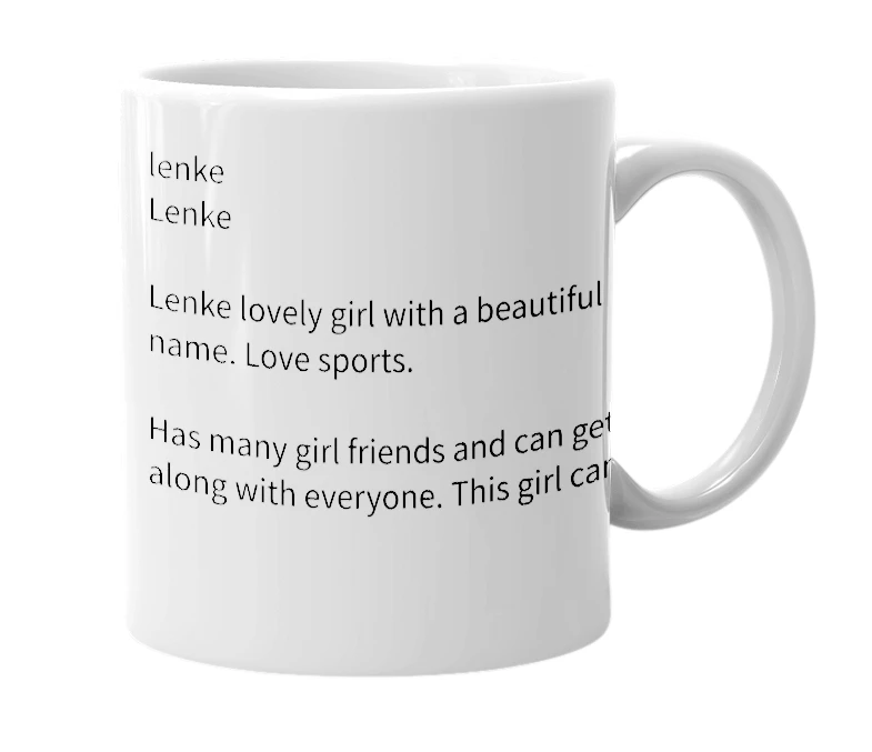 White mug with the definition of 'lenke'