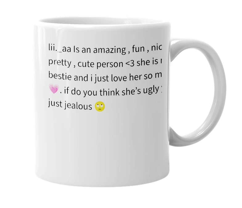 White mug with the definition of 'lii._aa'