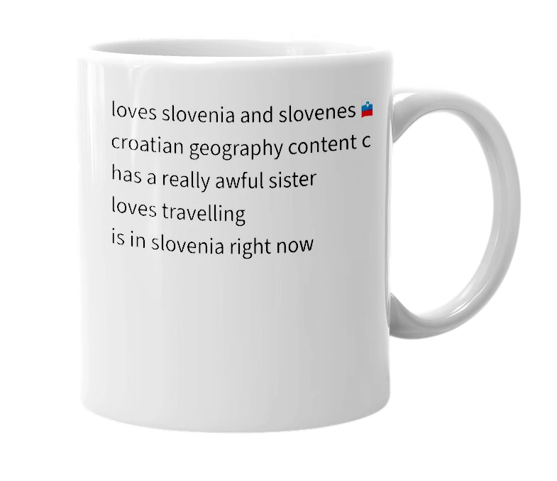 White mug with the definition of 'geocroatia'