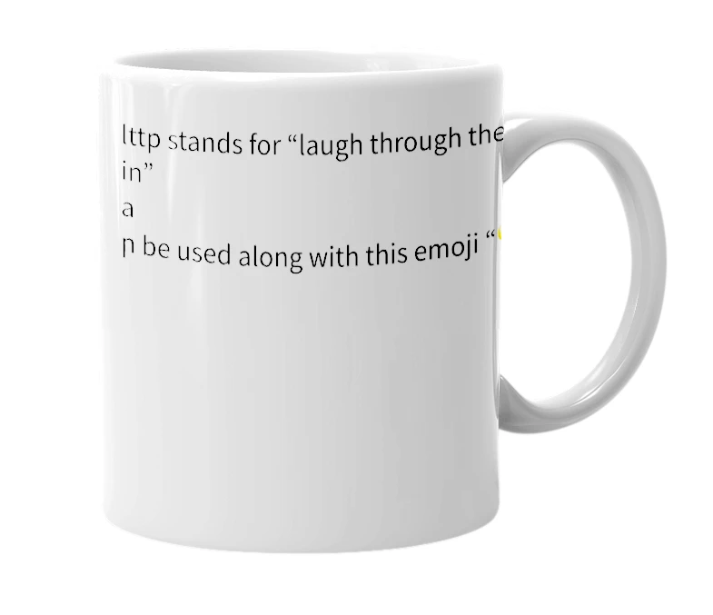 White mug with the definition of 'lttp'
