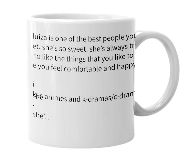 White mug with the definition of 'luiza'