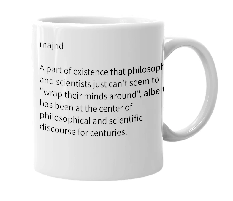 White mug with the definition of 'Mind'