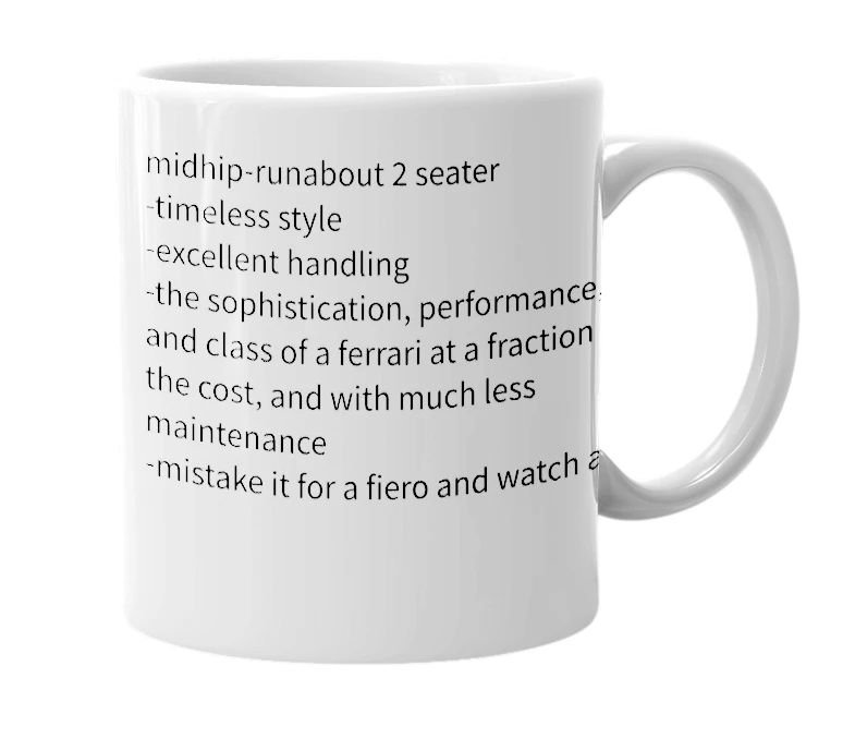 White mug with the definition of 'MR2'