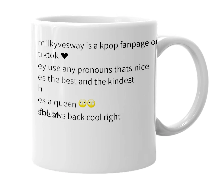 White mug with the definition of 'milkyvesway'
