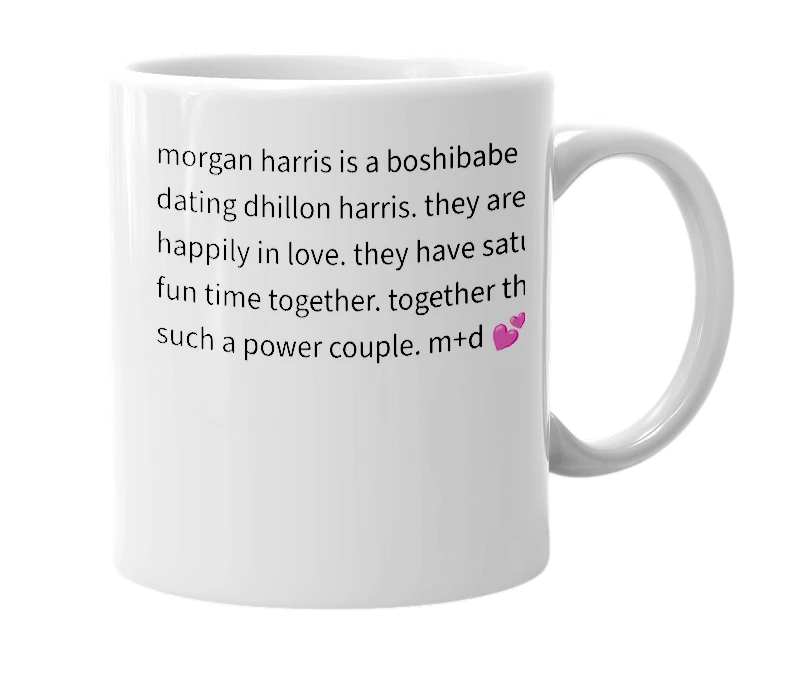 White mug with the definition of 'morgan harris'