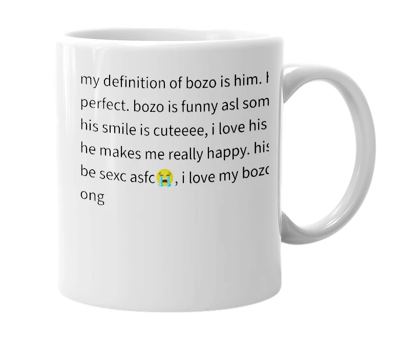 White mug with the definition of 'bozo'