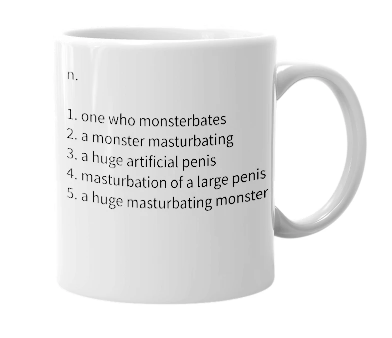 White mug with the definition of 'monsterbator'