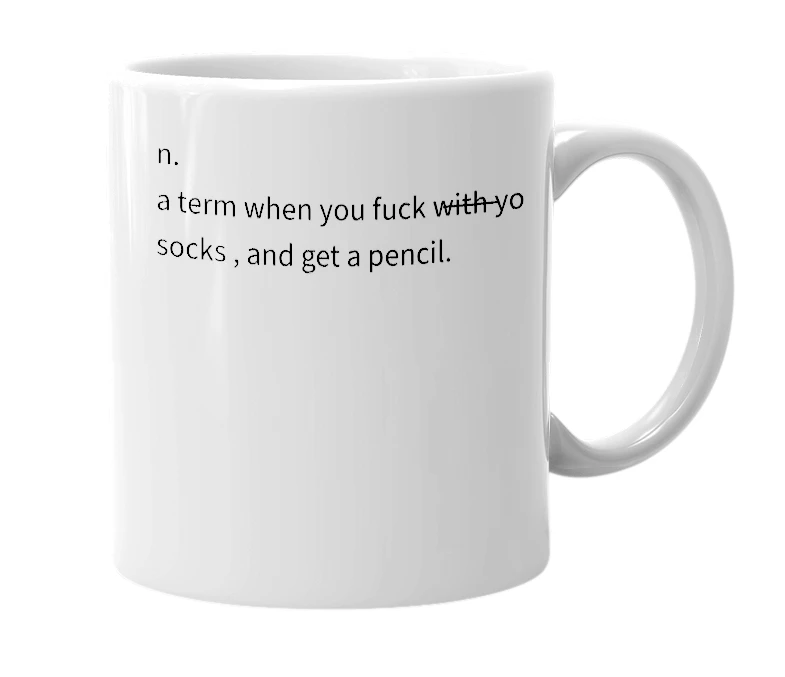 White mug with the definition of 'isen'