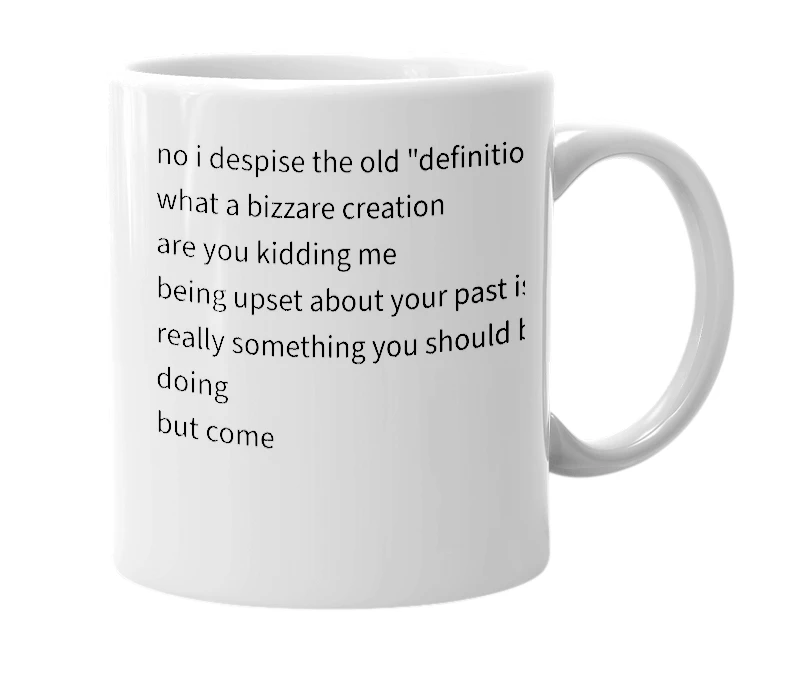 White mug with the definition of 'Dusttrust (Updated)'