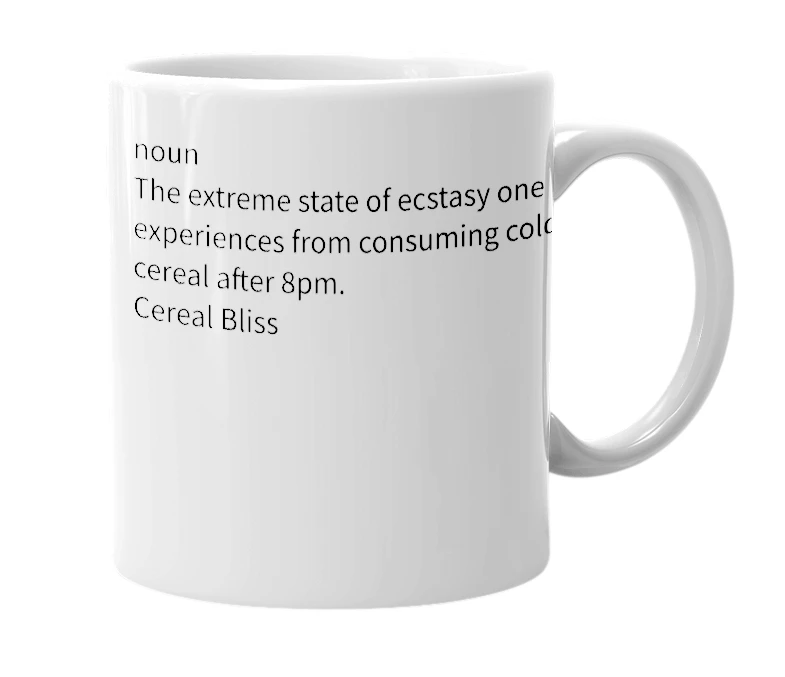 White mug with the definition of 'blisseral'