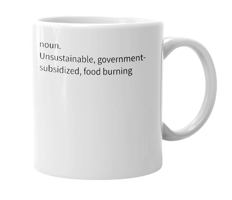 White mug with the definition of 'ethanol'