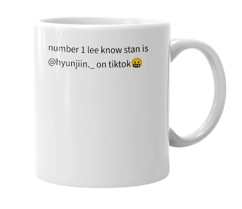 White mug with the definition of 'number 1 lee know stan'