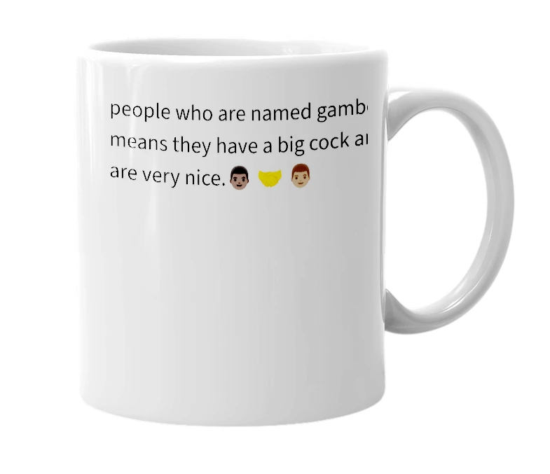White mug with the definition of 'gamboner'
