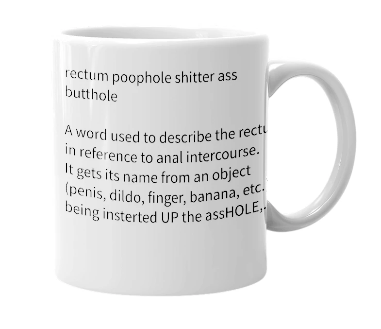 White mug with the definition of 'uphole'