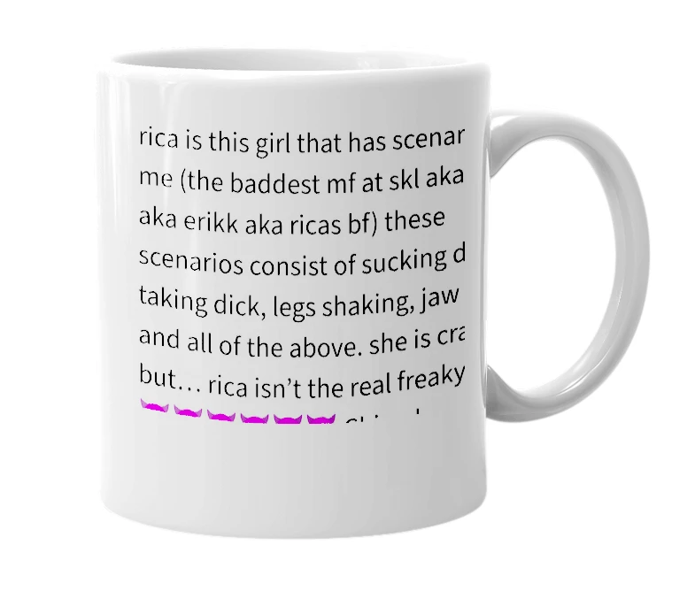 White mug with the definition of 'Rica'