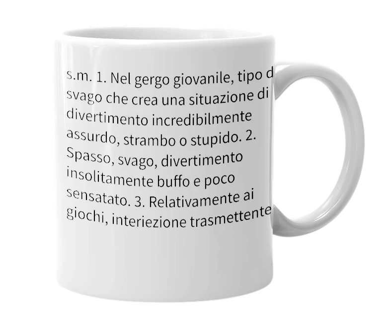 White mug with the definition of 'sdrogo'
