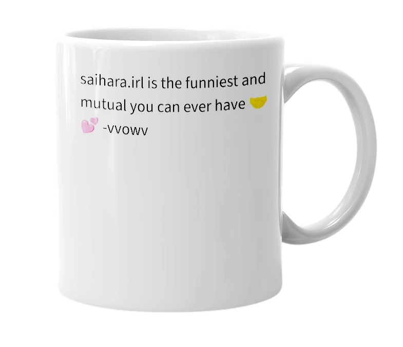 White mug with the definition of 'saihara.irl'