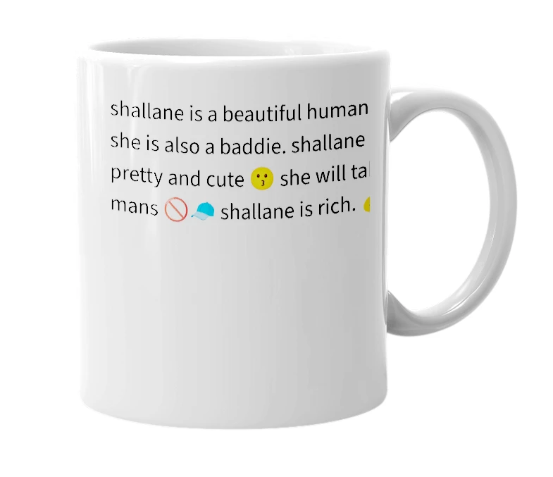 White mug with the definition of 'shallane'