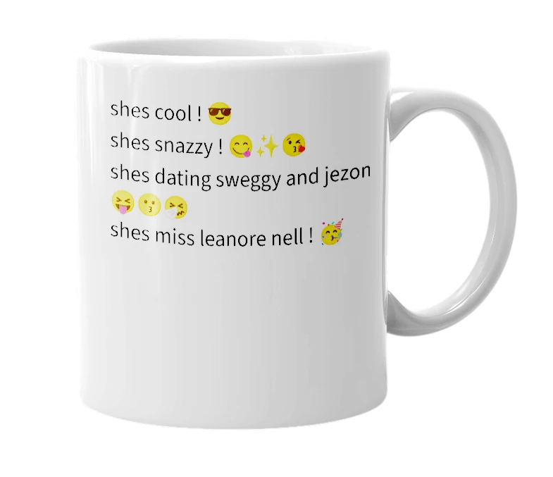 White mug with the definition of 'ms leanore nell'