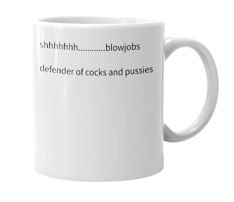 White mug with the definition of 'shbj'