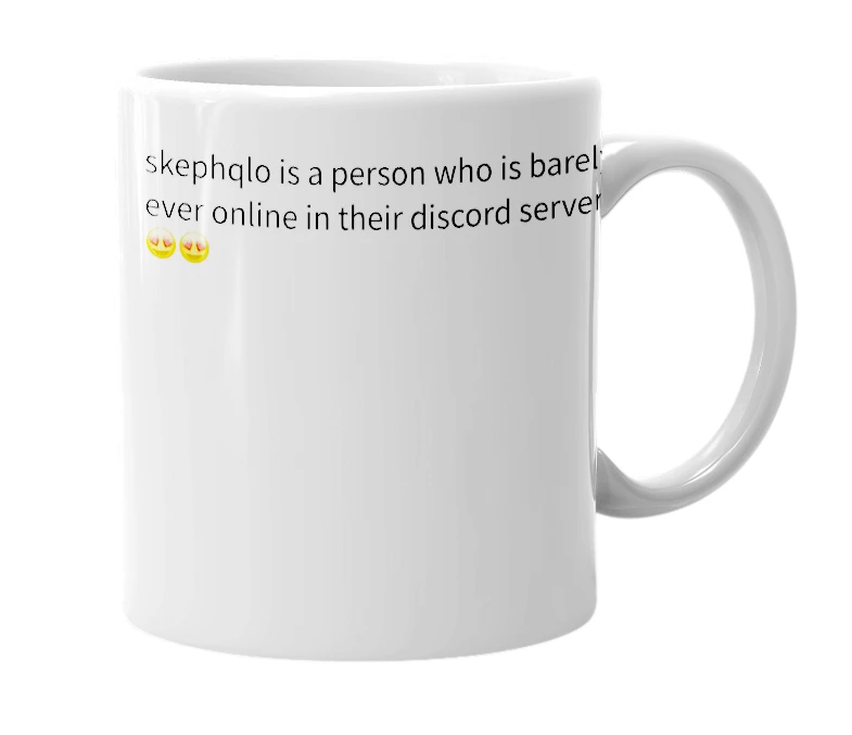 White mug with the definition of 'skephqlo'